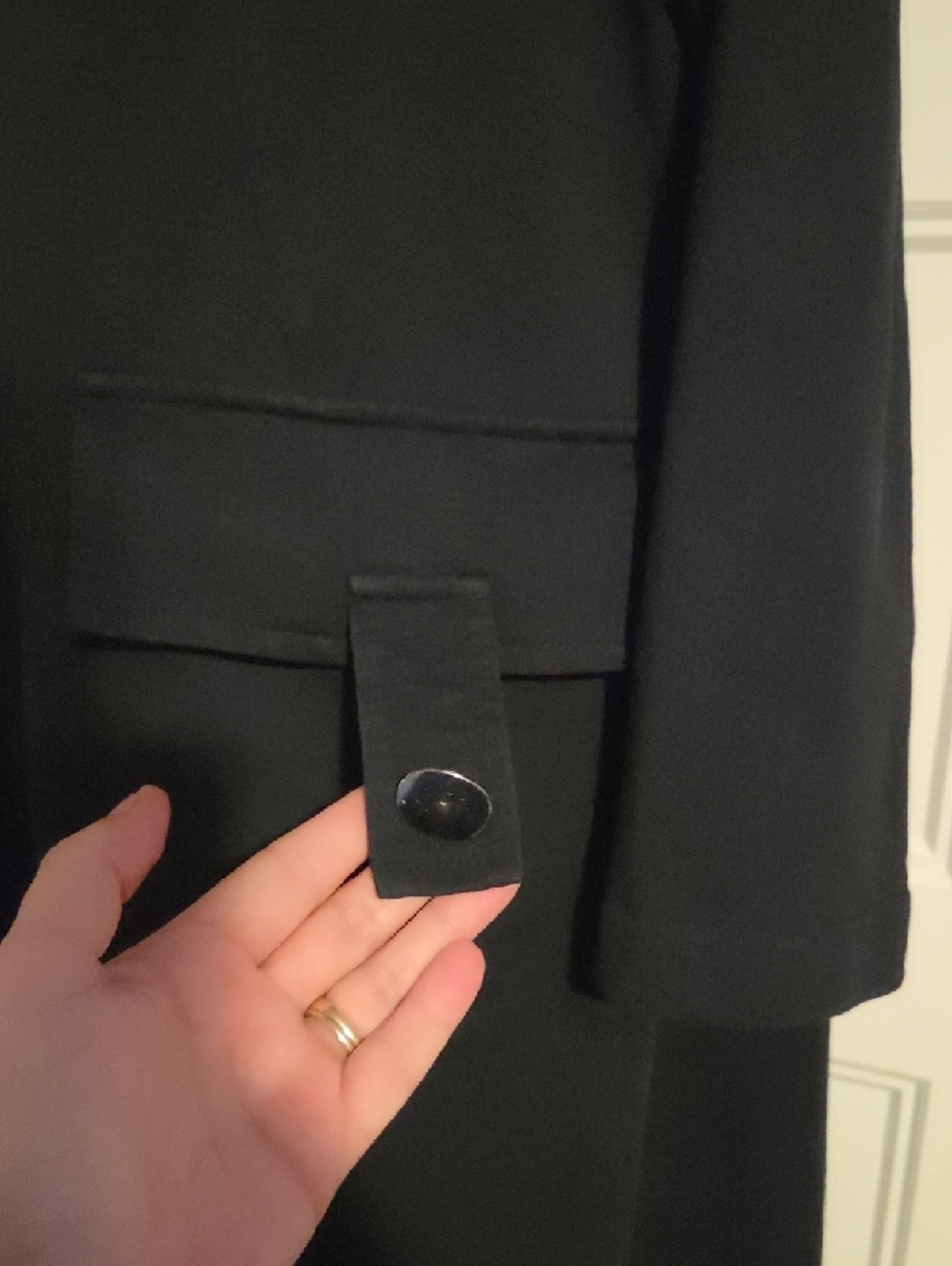 Black Long Zip-Front Women's Coat - Picture 2 of 9
